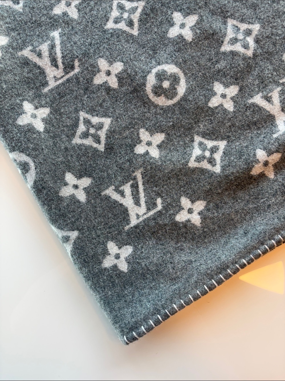 Louis Vuitton Gray and White Monogram Cashmere Blanket